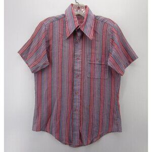 VINTAGE Shirt Small Kaynee Striped 60s Mod Rockabilly Button Up Pocket*